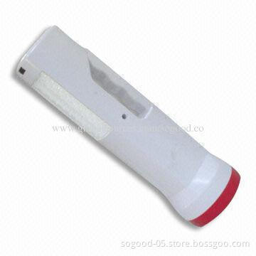 Flashlight, Made of Plastic Material with 220V Recharging Voltage